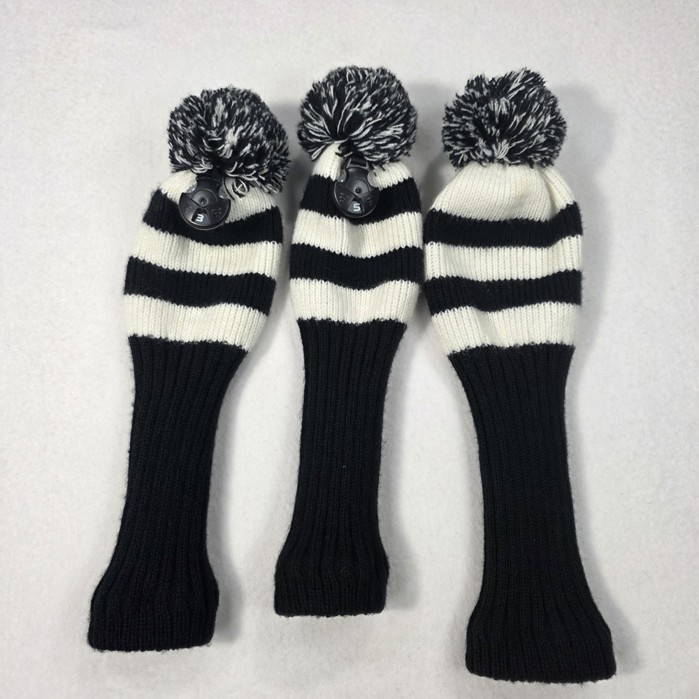 3 Piece Set Vintage Golf Club Knitted Headcover Fairway Woods Club Head Cover